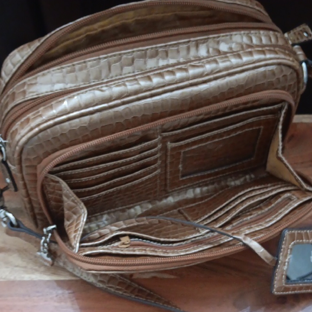 Kathy Van Zeeland Croc-Embossed Brown Crossbody Bag - Picture 12 of 15
